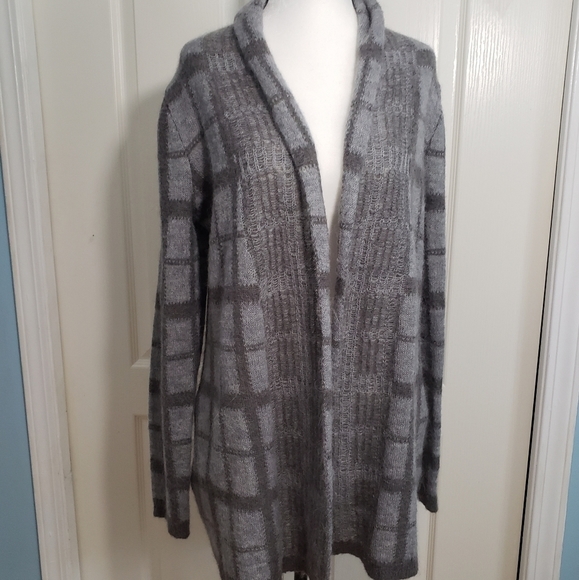 Gray Alpaca Wool Open Front Sweater Large - Picture 1 of 12